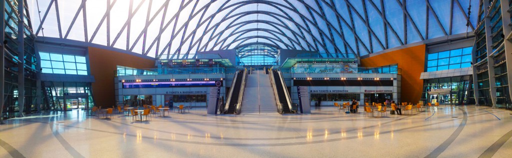 ARTIC - Anaheim Regional Transportation Intermodal Center - Designed by HOK, this is a sports stadium for transit centers, serving Amtrak and regional buses. The interior resembles an airport in delivering information seamlessly to users.