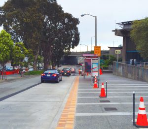 Glen Park's BART streetscape redesign eliminated a coveted stopping lane in favor of an extended pedestrian waiting area.