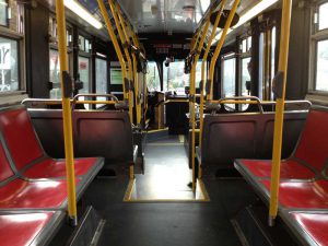 Interior of a Muni Orion VII, the workhorse for lower density routes. Not particularly powerful.